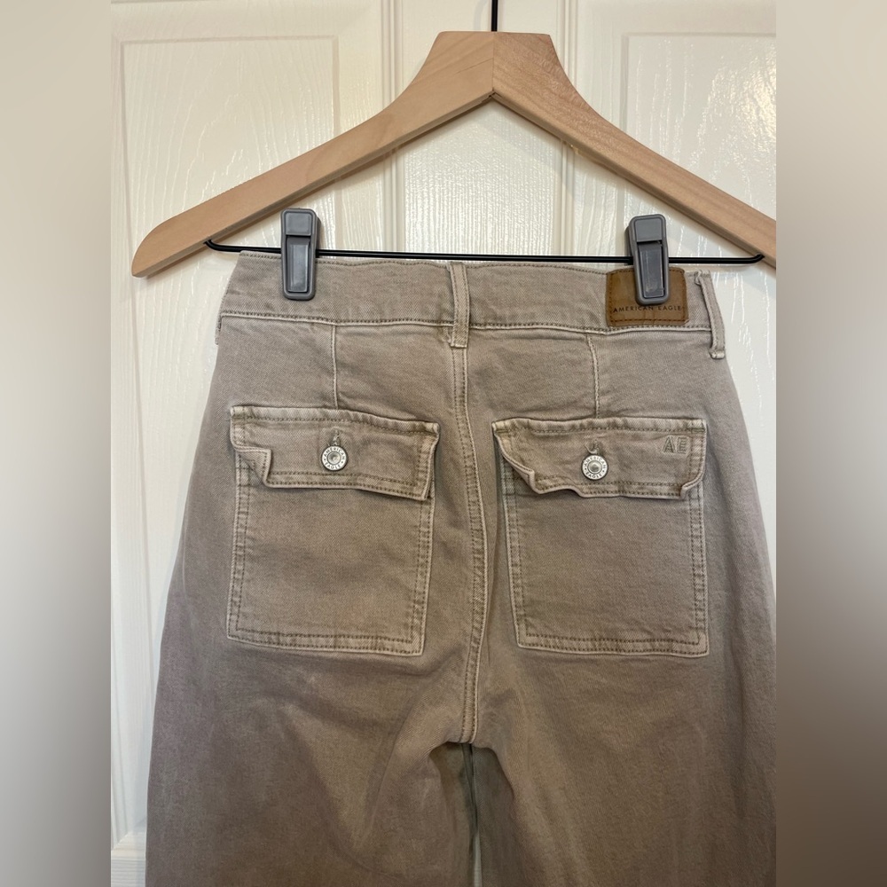 American Eagle Green Khaki Wide Leg Jeans Size 00 - Picture 7 of 9